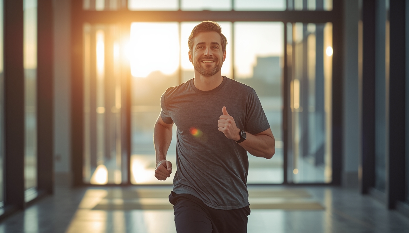 Persoon die lichte fysieke activiteit beoefent in een moderne omgeving